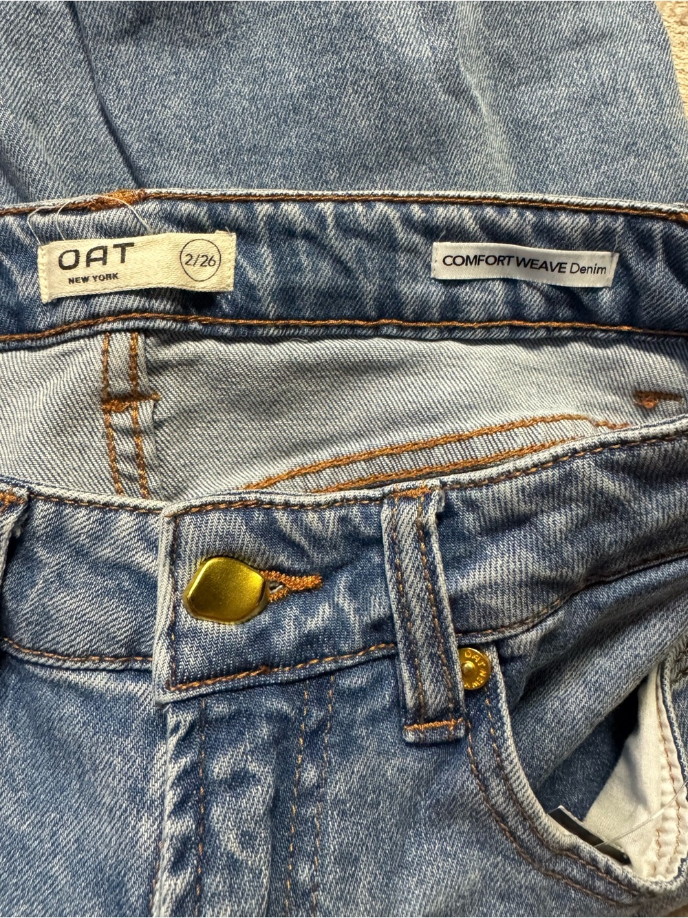 Oat New York Straight Leg Jeans in Medium Blue Wash - Picture 2 of 3
